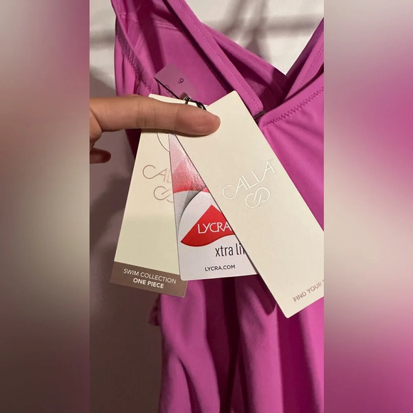 NWT CALIA Women's Tie Front One Piece Swimsuit Pink Geranium 6 - Picture 9 of 9